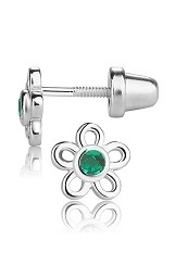 good-looking silver cubic zirconia May birthstone baby earrings